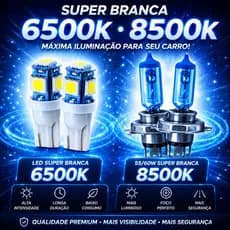Lâmpada super branca h4 par + brinde Led lanterna  12v 55/65w