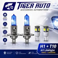 Kit Lâmpada super branca h1 55w 8500k par + Led Lanterna T10