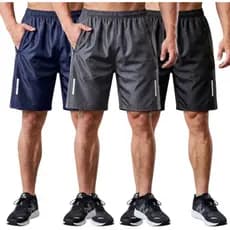 Kit 3 Pç Shorts Masculina Esporte Academia Ziper Refletivo Masculino