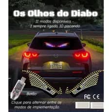 Luz Olho do Demônio LED para Carro, Luz Decorativa para Janela com Efeito Dinâmico