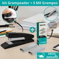Kit Grampeador Metal Para Até 20 Folhas + Caixa Com 5 Mil Grampos Galvanizados Antiferrugem  Bazze