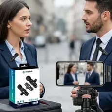 MICROFONE PROFISSIONAL  LAPELA DUPLO PARA IPHONE - KIT COM 2 MICROFONES PARA CELULAR
