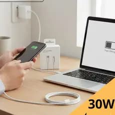 Cabo Tubo 30W Para Carregador  ultra resistente  Para iPhone Ios  Usb-C/Lightning 1 metro