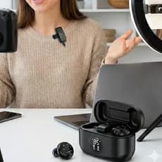 Microfone Lapela Profissional Duplo Tipo-c e IOS Magnético Com Cancelamento de Ruido Recarregavel