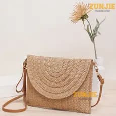 Bolsa Carteira De Palha Alça de Mão Com Alça Regulável Moda Praia / SZJ-68021
