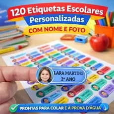 160 unidades Etiquetas Escolares Personalizadas COM FOTO / Etiqueta Escolar