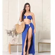 conjunto  3 en 1 saida praia moda feminina acompanha a fivela tein bojo tamanho unico tein elasticidade primavera verão