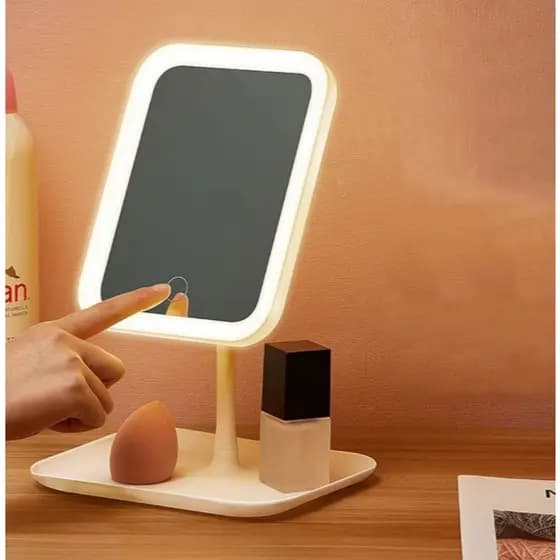 Espelho de mesa retangular  maquiagem com  luz de LED COM  3 modos de cores