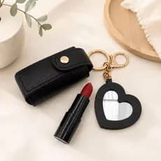 💄Chaveiro com espelho de coração com Porta batom