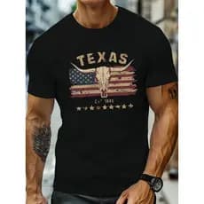 Camiseta Masculina Country Texas 100% Algodão Camiseta Básica Estampada