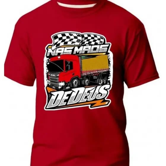 Camiseta Unissex Adulto e Infantil "Nas Mãos de Deus" Camisa Caminhoneiro Edição Especial Estradeiro 2026 100% Algodão