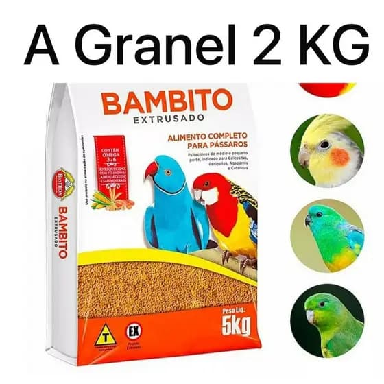 Bambito Extrusado 2KG A granel Ração Para Pássaros Biotron