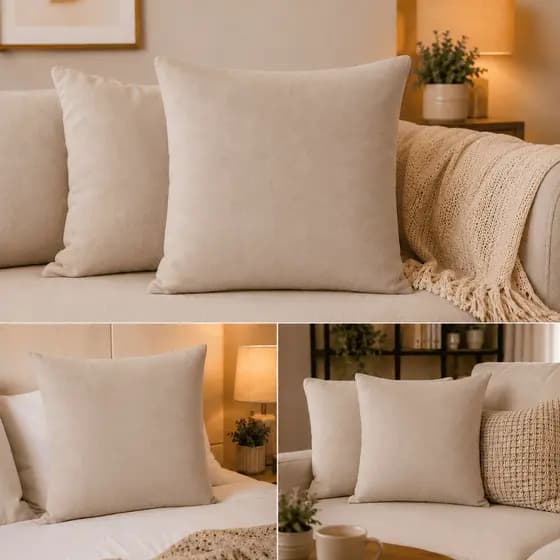 Kit Almofadas Cheias Decorativas Tecido Suede Liso Decorativa Zíper Invisível Sofá Sala