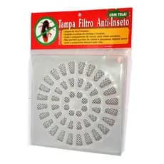 Ralo E Grelha Anti Inseto Com Tela 15cm D'Rose Para Banheiro Quadrado Branco Dengue Cabelo Ralos.