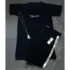 Conjunto Titular Jeans (camisa estilo jogador + short jeans + cordão)
