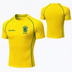 Camisa Brasil de Compressão Masculina Camiseta Academia Treino Bleiz Seleção