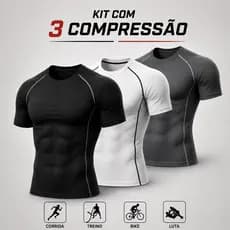 Kit 3 Camisas de Compressão Masculina Camiseta de Compressao LISA Rash Guard Academia Treino