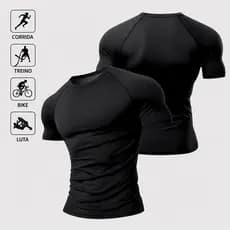 Camisa de Compressão Poliamida LISA Masculina Camiseta BASICA Rash Guard Jiujitsu Academia Treino