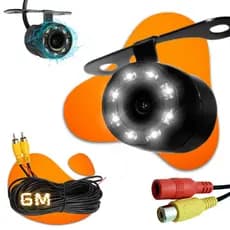 Câmera veicular de ré borboleta com 8 led melhor visão noturna universal