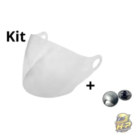 KIT VISEIRA CRISTAL + 1 PAR REPARO COMPATÍVEL C/ CAPACETE NEW ATOMIC PRO TORK