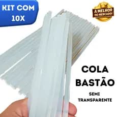 Bastão Cola Quente Semi Transparente Kit 10 unidades de 7 mm e 30 cm de comprimento Artesanato Profissionais Papelaria