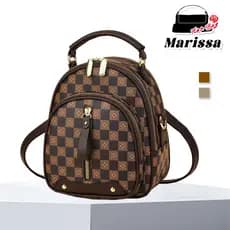 Marissa Mochila Feminina Estampa e Cores Contrastantes Design Multifuncional para Ombro Crossbody e Mãos