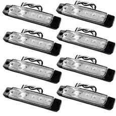 Kit 08 Lanterna Luz Lateral Caminhão Carreta 6 Leds 12v