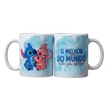 Caneca Personalizada Lilo Stitch e Angel Personalizada 325ml Lilo & Stitch Casal Presente Criativo
