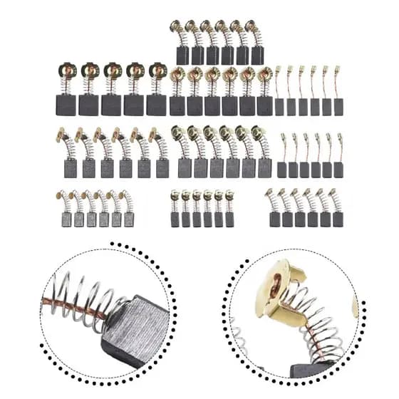 KIT 60 ESCOVAS CARVAO CARBONO MARTELO ROTATIVO - 10 TAMANHOS