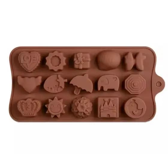 FORMA MOLDE SILICONE CHOCOLATE BOMBOM BICHO CASTELO COROA