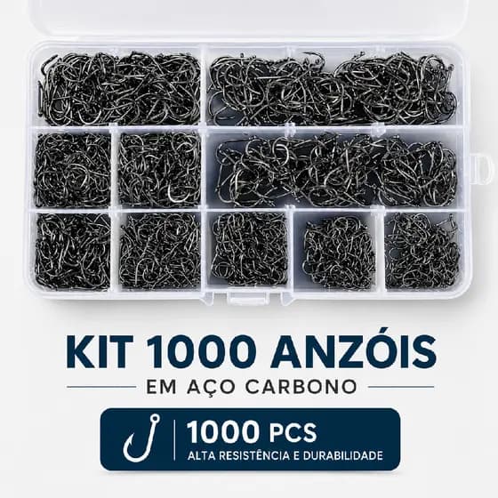 KIT 1000 ANZOIS ANZOL AÇO CARBONO PESCA PESCARIA 03 A 12