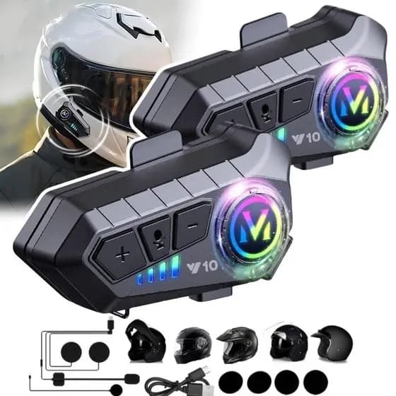 Y10 Motocicleta Sem Fio Bluetooth 5.3 Fone de Ouvido Capacete Kit de Chamadas Mãos Livres À Prova D'Água