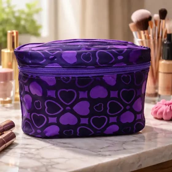 Necessaire Maquiagem Coração Grande Ziper Feminino