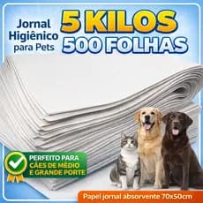 Jornal Pet Limpo 1kg a 10kg Tapete Higiênico 50x70 Super Absorvent Cães Gatos Pássaros Gaiola Grande