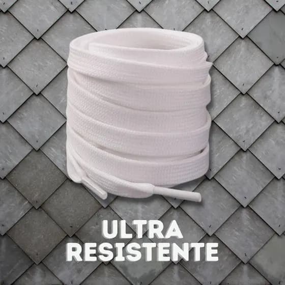 Cadarço Poliéster Ténis Achatado 140cm Branco Poliéster Para Tenis Sapatenis Atacador Premium