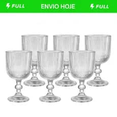 Conjunto 6 Taças de Vidro Graffiato 370ml – Design Elegante para Água, Suco e Vinho