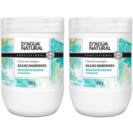 Kit 2 Potes Creme de Massagem Dagua Natural Algas Marinhas 650g Redução de Medidas e Celulite