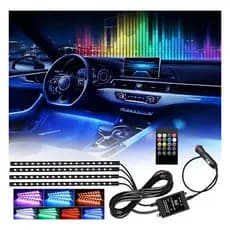 Iluminação Interior Carro Kit Luz 09 Leds Neon Rgb C/controle 12V