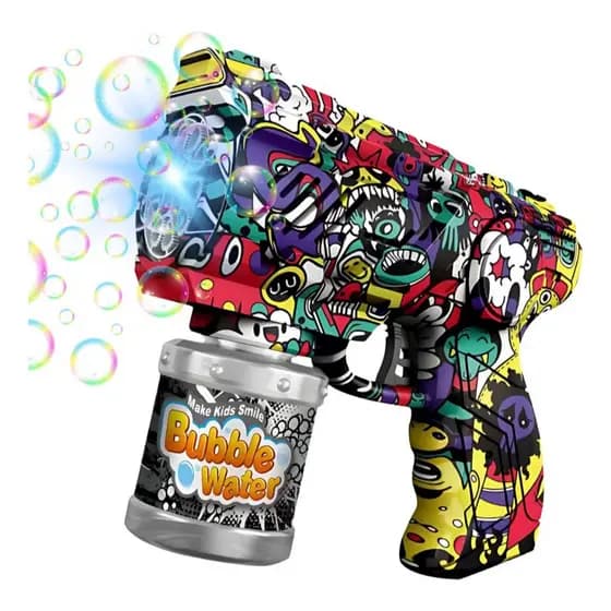Brinquedo Máquina Bolha De Sabão Automática Pistola Com Luz