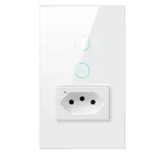 Interruptor Inteligente 2 Botões Wifi Com Tomada Alexa Tuya