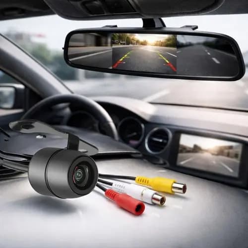 Kit Câmera De Ré Automotiva Hd + Espelho Retrovisor Tela 4.3