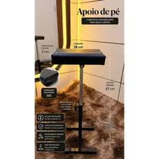 Apoio de Pe e Perna para Manicure Pedicure Profissional Suporte Regulagem de Altura - Modelo Premium Preto