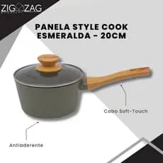 Panela Style Cook de Cerâmica Antiaderente, Esmeralda - 20cm | Para Fogão a Gás, Indução e Vitrocerâmico