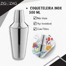 Coqueteleira Inox 500ml Elegante para Preparar Drinks Cocktails Festas Bar Casa