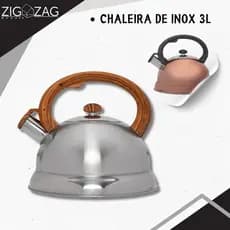 Chaleira de Inox Mimo Style com Alça Bambu - 3L