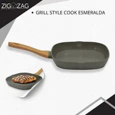 Grill Quadrado 24CM Style Cook Esmeralda, Antiaderente Revestimento em Cerâmica, Fogão indução, fogo, Elétrico e Vitro