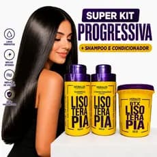 Kit Escova Progressiva Orgânica 400g + 1 Condicionador 500 ml + 1 Shampoo 500 ml Alisamento Feminino