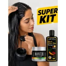 Kit Shampoo Escurecedor 3 em 1 200ml com Máscara Matizadora 250g Para Cabelos Grisalhos