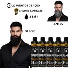 6 shampoo escurecedor 3 em 1 250 ml para barba e cabelo hidrata e escurece e limpa