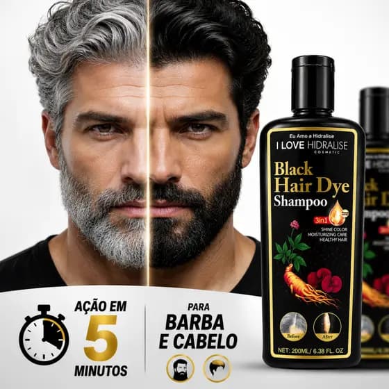 3 Shampoo Escurecedor 200ml Cada Para Cabelo ou Barba Preta Efeito Imediato  e Original 3 em 1